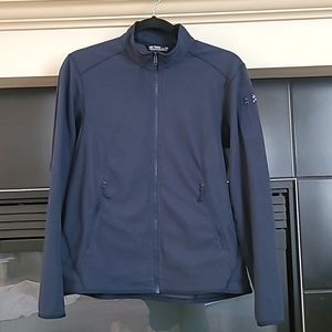 Arcteryx Women's Navy Blue Jacket with Logo on Sleeve, Size M